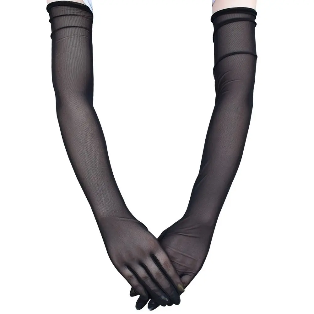 Women Full Finger Opera Prom Finger Pantyhose Gloves Long Sheer Transparent Gloves Seamless Mitten