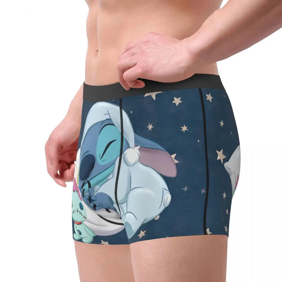 Boxershorts MINISO de dibujos animados de Stitch, ropa interior con bolsa Ctue, pantalones cortos estampados de alta calidad, calzoncillos transpirables para hombre de talla grande 2XL