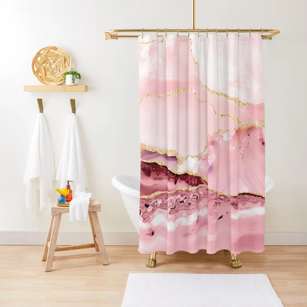 

Beautiful Mermaid Faux Marble With Gold Glitter veins Shower Curtain Window Transparent Bathroom Shower For Bathroom Curtain