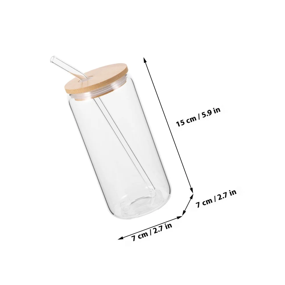 أكواب زجاجية مع غطاء وقش متعددة الأغراض كوب شاي مثلج من الخيزران والحليب وعاء عصير الماء صنعة ممتازة #6