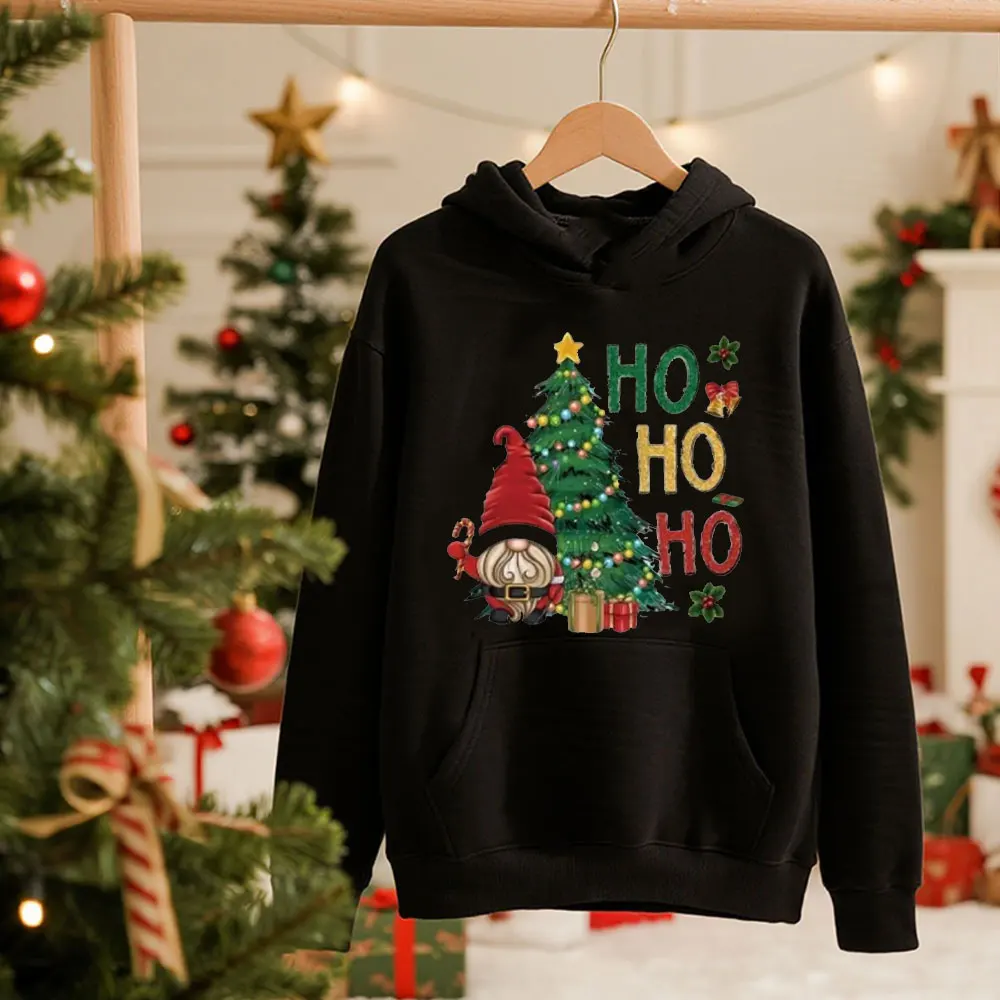 Felpe con cappuccio Europa e Stati Uniti Felpa natalizia da donna a maniche lunghe calda casual con stampa albero di Natale