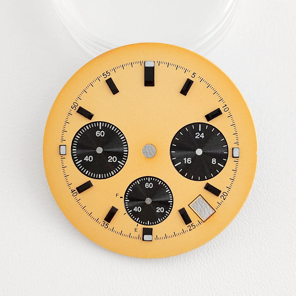 32.5mm VK63 Watch Dial No logo Timing Dial Compatible With VK63 Quartz Movement Watch Repair Parts Three Eye Calendar Window