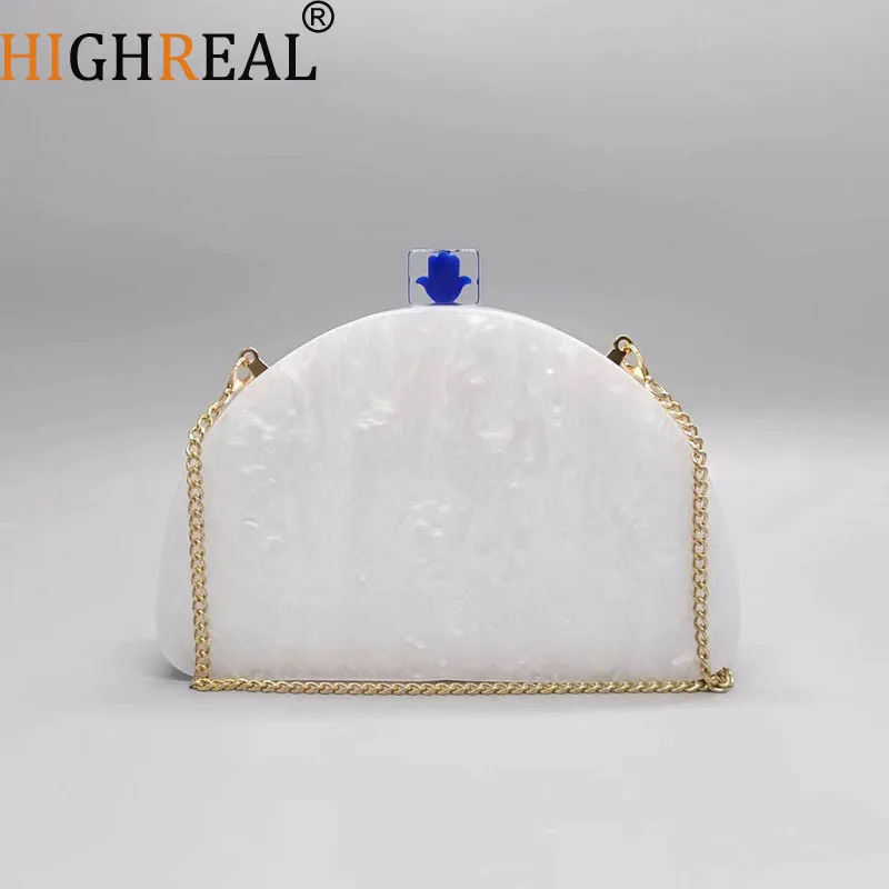 Best Selling Shoulder Crossbody Bag Semicircle Acrylic Fashion Wedding Evening Clutch Bag Women Luxury Famous Brands Handbags