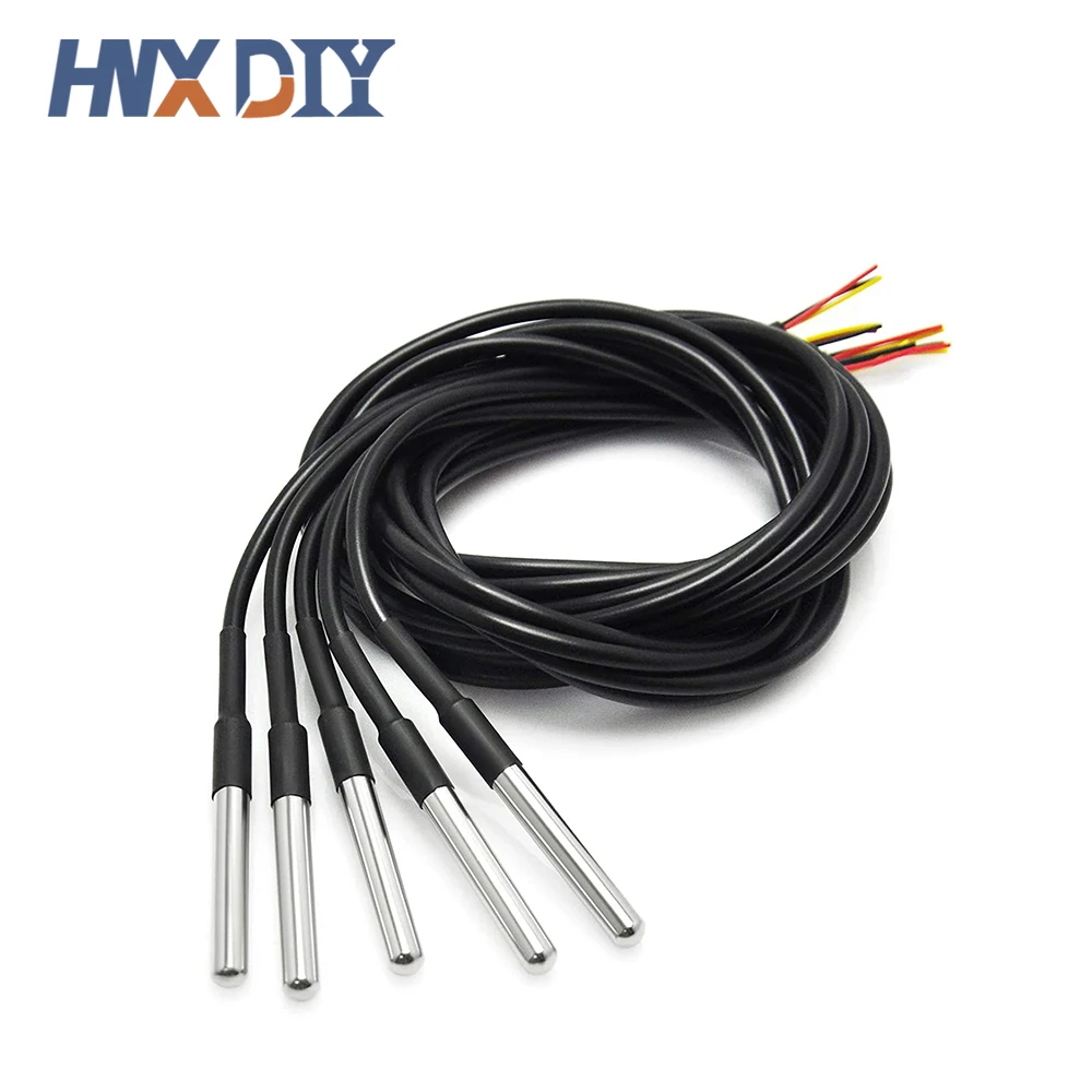 5/10 sztuk DS18b20 sonda temperatury czujnik temperatury 1M 2M 3M DS1820 opakowanie ze stali nierdzewnej wodoodporny 18B20 100cm/200cm/300cm