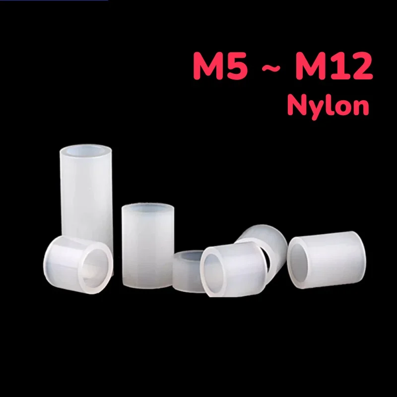 White Nylon ABS Non-Threaded Round Hole Insulation Isolation Column Plastic Cushion PC Board Elevate Gasket M5 ~ M12