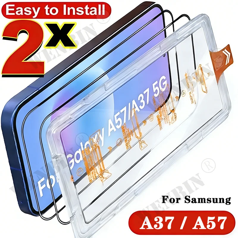 2 PCS Screen Protector For Samsung Galaxy A57 A37 A17 A27 Fingerprint Unlock Tempered Glass