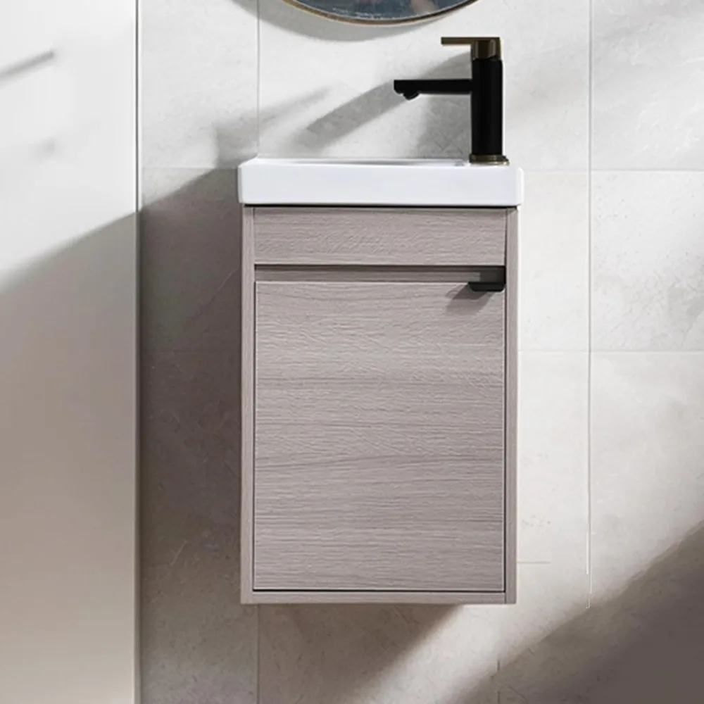 

Bathroom Vanity with Sink Combo, Wall Mounted Cabinet Set, Small Space Floating Bathroom Vanity, Forest Oak