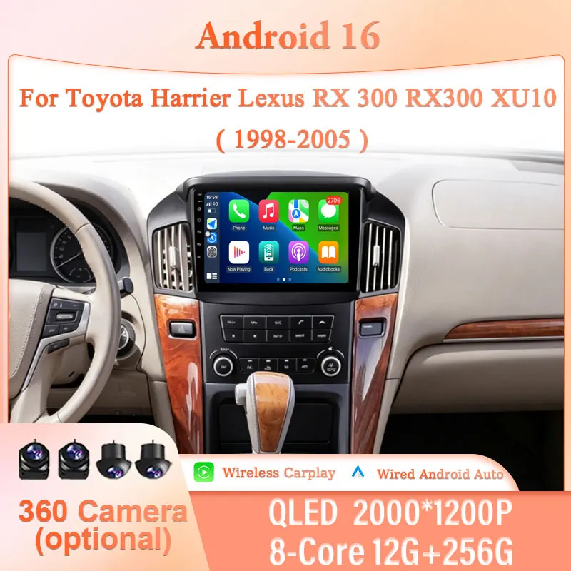 

for Toyota Harrier Lexus RX 300 RX300 XU10 1998‑2005 Car Stereo 9" IPS HD Touch Screen Android 16 GPS Navi BT WiFi DSP Audio Kit