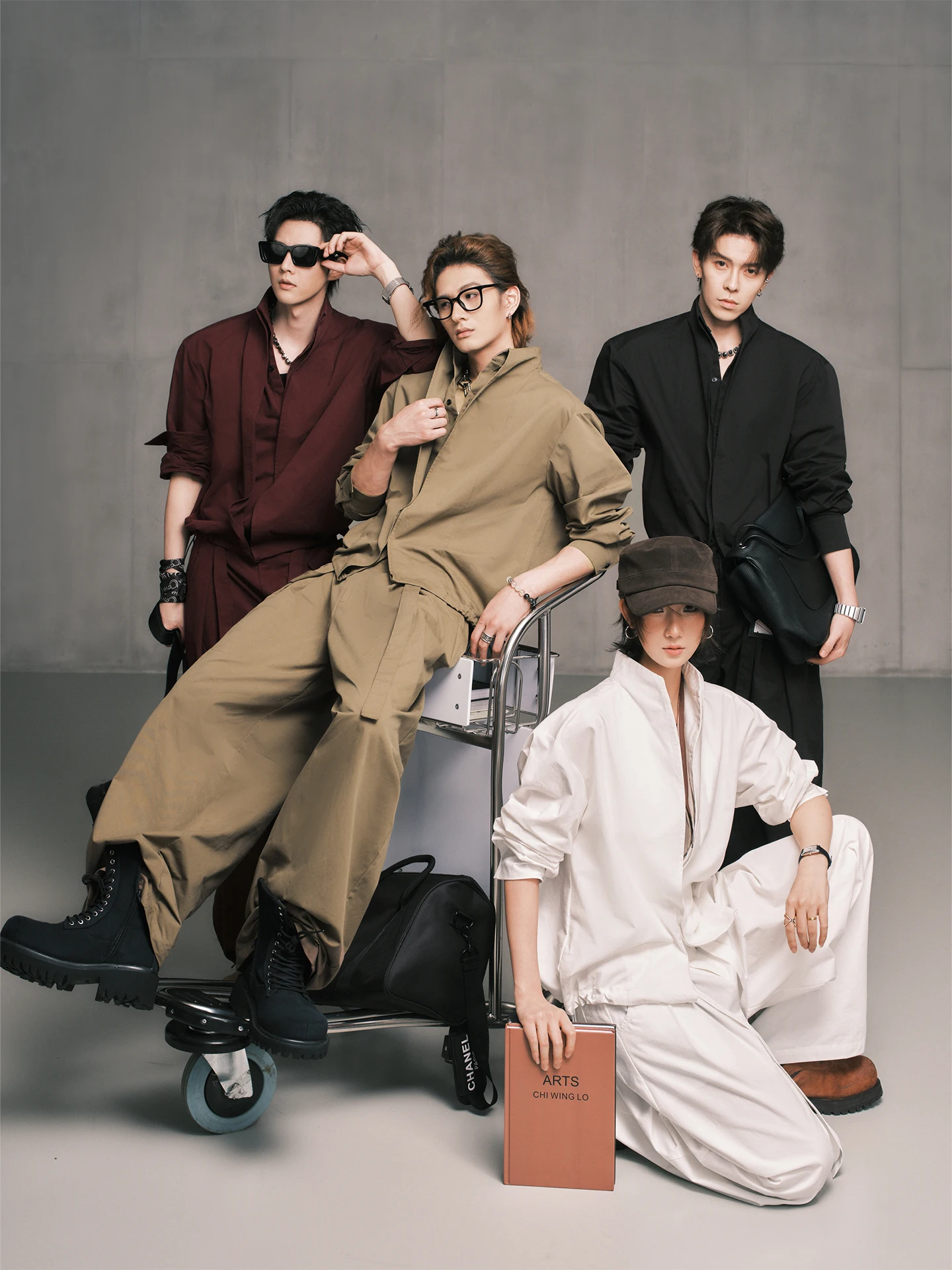 Dragon Tao Early Autumn Trendy Retro Commuter Style Long Sleeve Loose Wide Leg Pants Shirt Set Stand Collar Fake Two-Piece