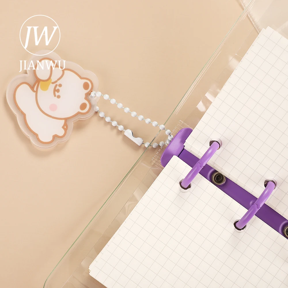 JIANWU Cute Mini 3 Ring Loose-leaf Book Transparent Portable Student Journal Binder Notebook Kawaii Stationery School Supplies