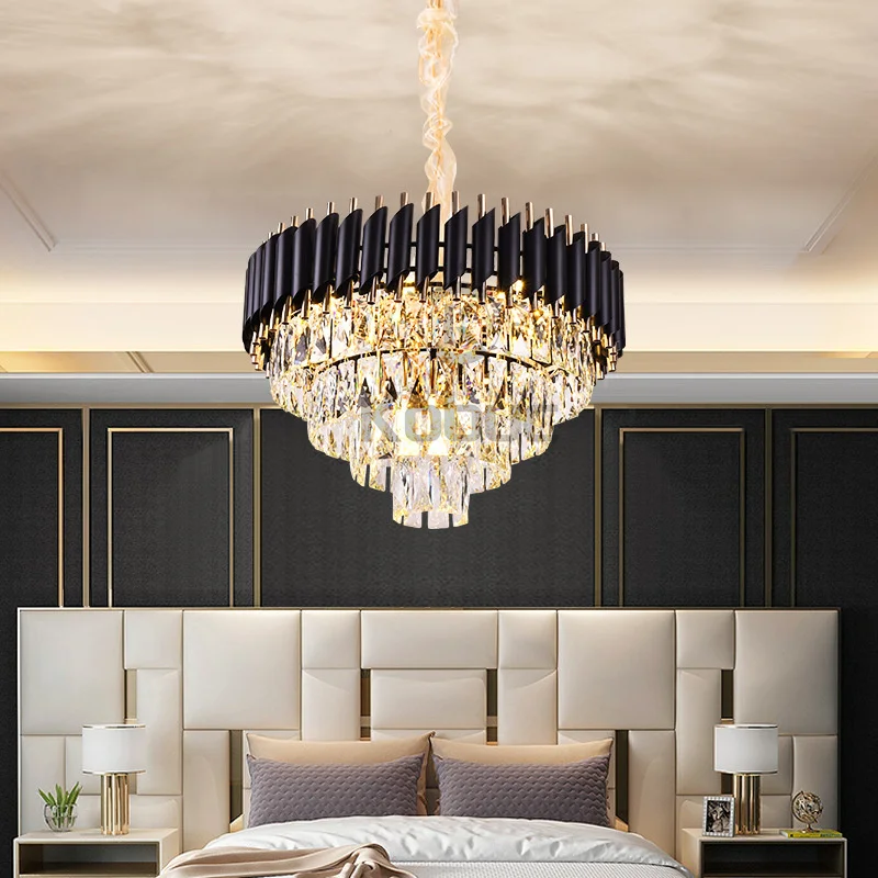 

2025 New Modern LED Ceiling Black Living Room Pendant Indoor Lighting Pendant Crystal Pendant Used for Living Room and Bedroom