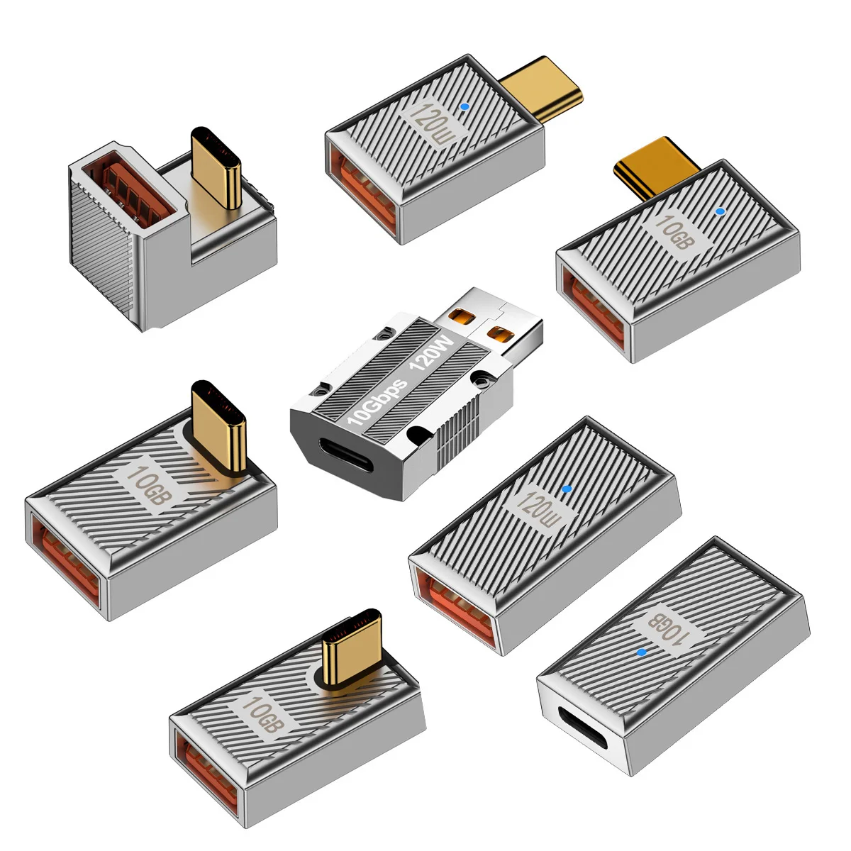 Adaptateur de USB-C de charge rapide de Cablecc à USB 3.1 Mâle 10Gbps OTG Données 120W Power Alloy Shell