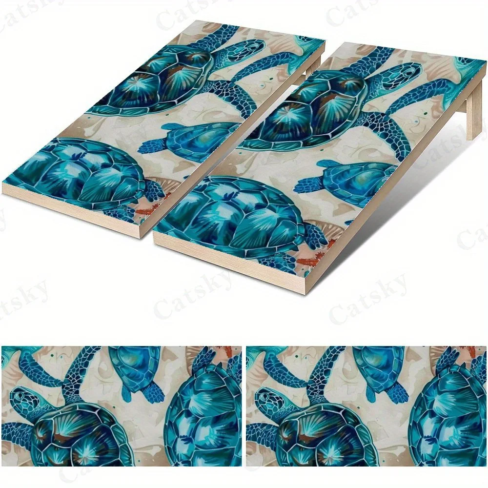 

Искусство синих морских черепах, иллюстрация морских рептилий, океан - тематический декор, высокая стоимость! 2D плоские виниловые наклейки на песочную панель — без пузырьков