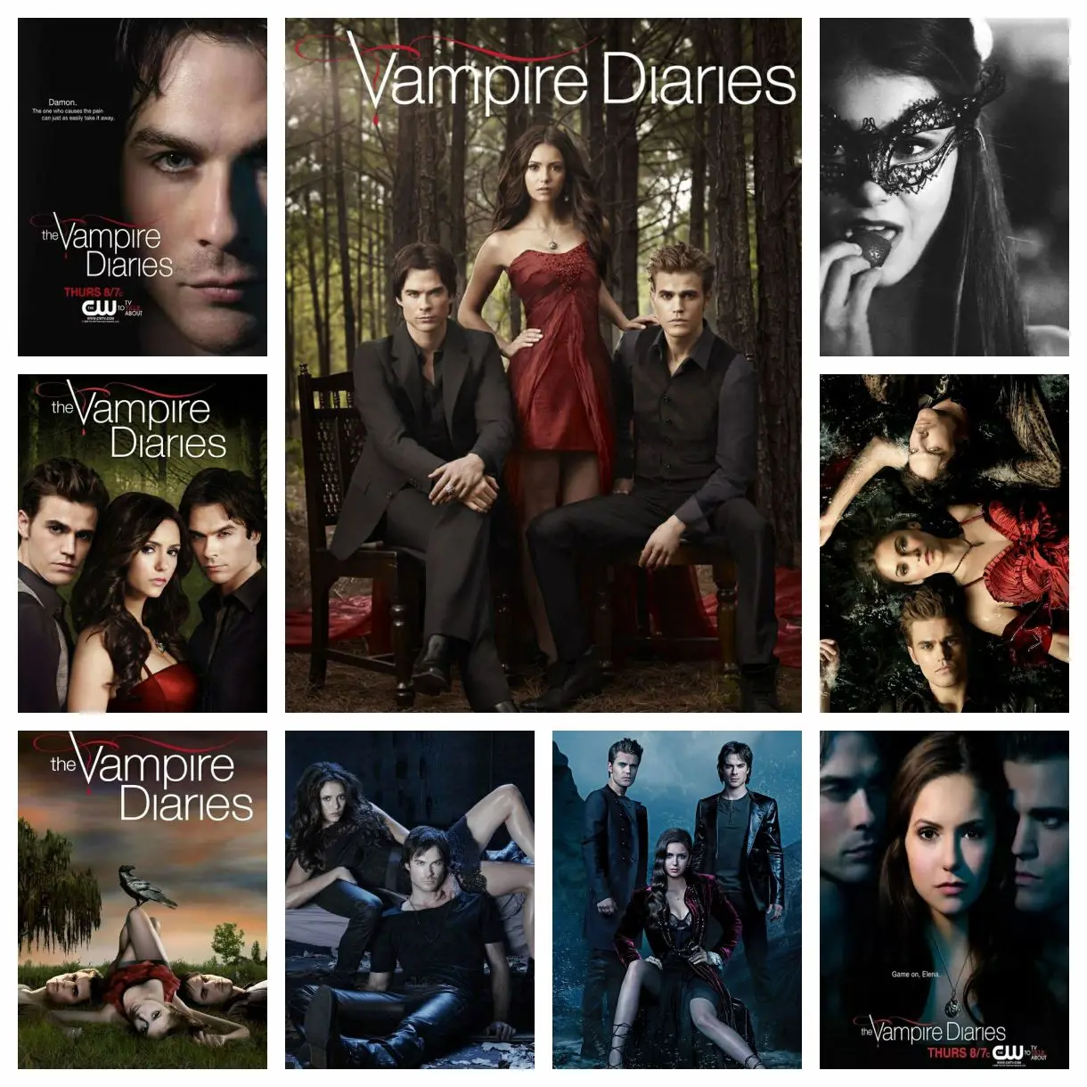 The Vampire Diaries 5D DIY Full Round Diamond Painting Damon Stefan Elena Home Living Room Bedroom Bar Aesthetic Decoration