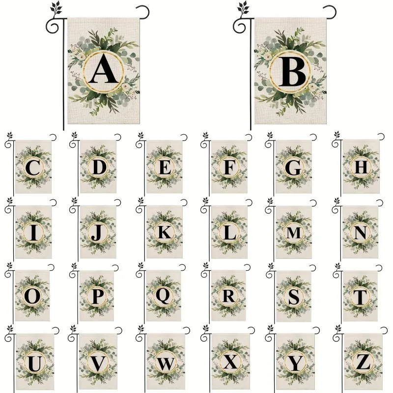 

26 English Letter Prints Garden Flag 12x18" Vibrant Linen Material Double-Sided Garden Flag for Home and Garden Decoration