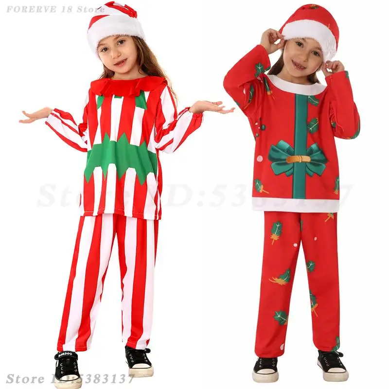 Abito da Babbo Natale per bambini, regalo di Natale, pigiama, per ragazzi e ragazze, Halloween, Natale, Capodanno, vestiti da festa, costume da spettacolo per bambini