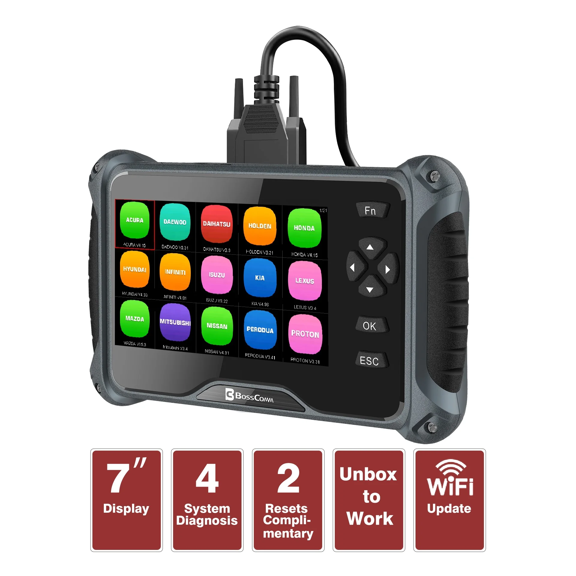 ماسح ضوئي OBD2 للسيارة ABS SRS، فحص قارئ رمز المحرك، أداة مسح تشخيص السيارة #4