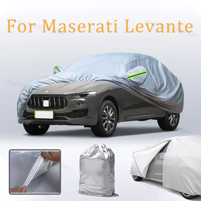 

For Maserati Levante Car Cover Door Zipper Full Exterior Black Silvery-Auto Cover Sunshade Dustproof Sunscreen Reflective strips
