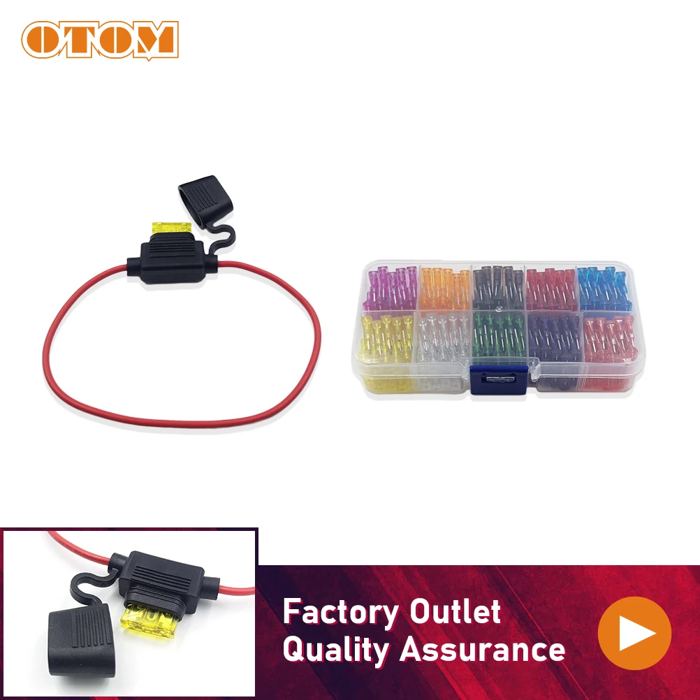 OTOM Motorcycle Fuse Set FUSES WIRE HARNESS 3A/5A/7.5A/10A/15A/20A/25A/30A/35A/40A With Box Clip Kit For Auto Car Truck Boat