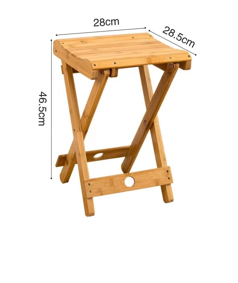 Bamboo Multi-Function Folding Stool Solid Wood Fishing Chair Square Bench Collapsible Shower Footstool Portable Home Furniture