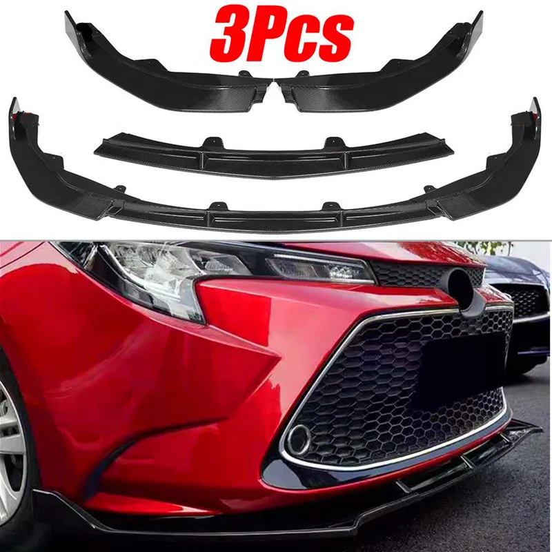 Black Front Bumper Lower Lip Front Skirt carbon fiber Spoiler Lip for 2019-2020 Toyota Corolla Levin Wing Body Kit Splitter Trim