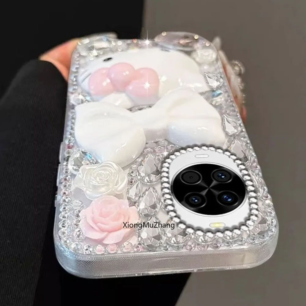Sanrio Hello Kitty Luxus Glitzer Strass Schleife Hülle für Huawei Mate 80 70 60 50 Pura 80 Ultra 70 P60 Nova 15 11 12 13 14 – Detail 5