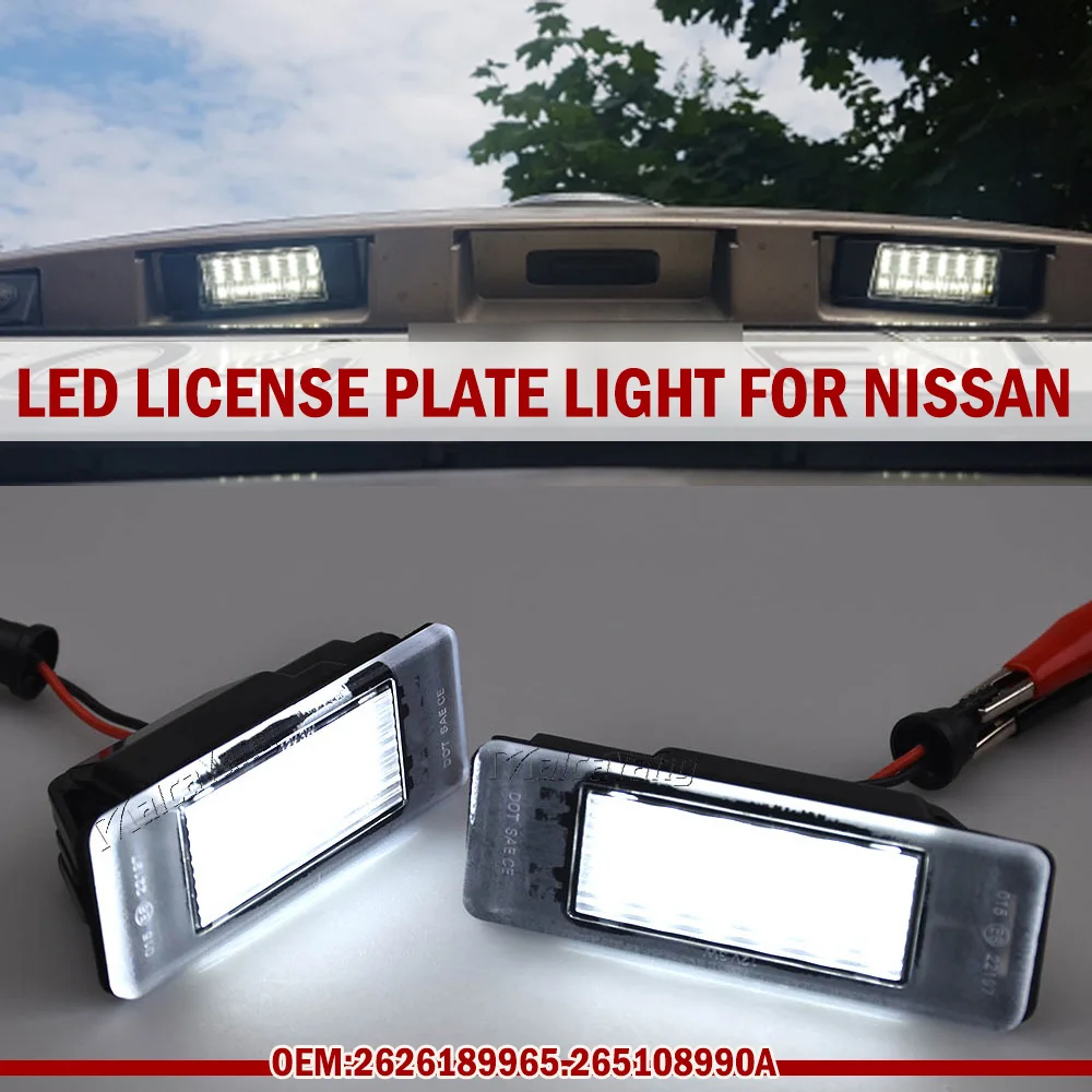 2626189965.265108990A 2PCS White LED License Plate Light For Nissan X-Trail T30 T31 Qashqai J10 J11 Primera P12 Pathfinder R51