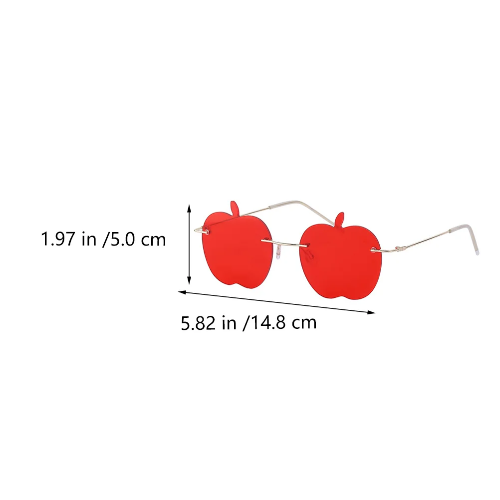 

1Pcs Red Apple Style Rimless Sunglasses Cute Humorous Fashion Eyewear for Friends Gathering Beach Vacation Costume Party