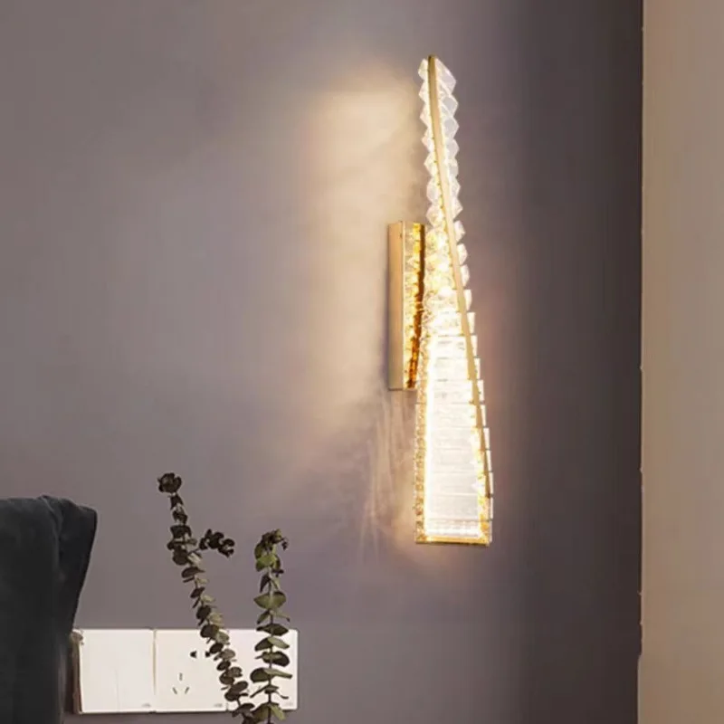 Italian Crystal Wall Sconce LED Light Luxury Modern Gold for Bedroom Living Room Hallway Decor