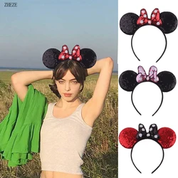 ChimDot Sequins Bow Mouse Ears Sauna Band, Bandeau pour filles, Enfants, Festival, Accessoires pour cheveux, Printemps, Été