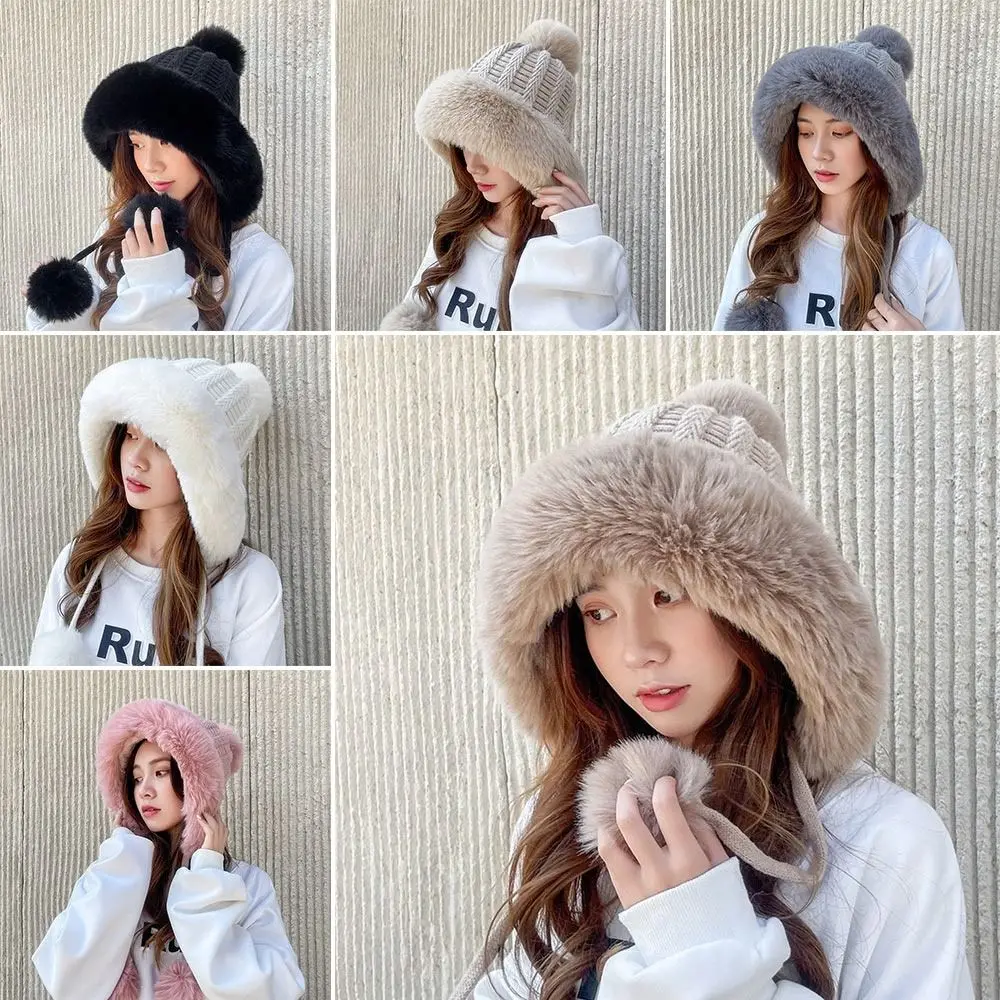 أزياء يندبروف محبوك أفخم قبعة Coldproof الدفء حماية الأذن قبعة سميكة بيني قبعة ركوب الدراجات في الهواء الطلق