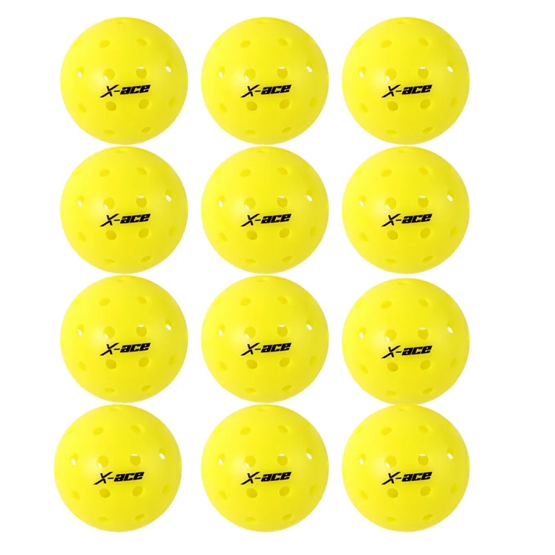 

X-ace Pickleball Balls 12Pcs, 26 Holes Indoor Outdoor One-piece formed Pickleballs for Competition Pickleball 26g USAPA Standard