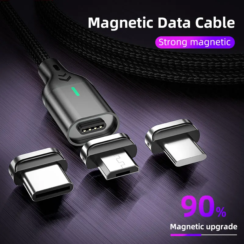 AUFU Magnetic Charge Cable 3A Fast Charging USB Type C Cable Magnet Micro USB Data Charging Wire Mobile Phone for iPhone Xiaomi