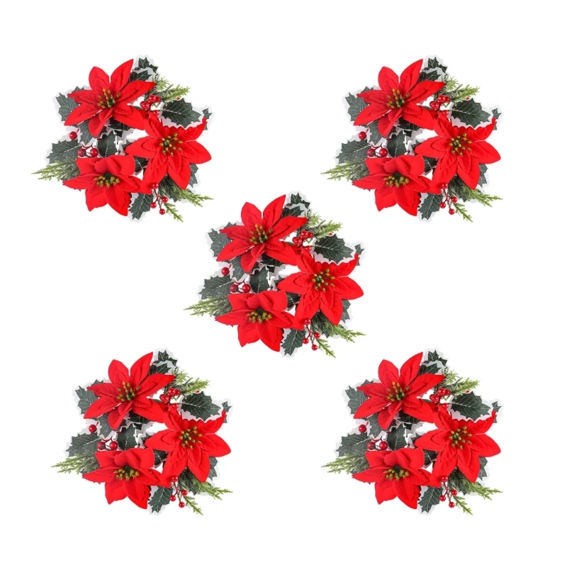 Desktop Flower Wreath Holder Decoation Wreaths 5Pieces For Christmas