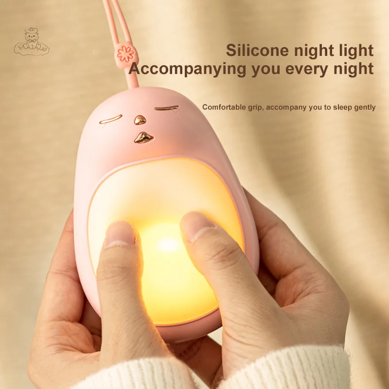 Autumn and Winter USB Power Bank Hand Warmer Mini Healing Elf Cartoon Silicone Night Light Hand Warmer