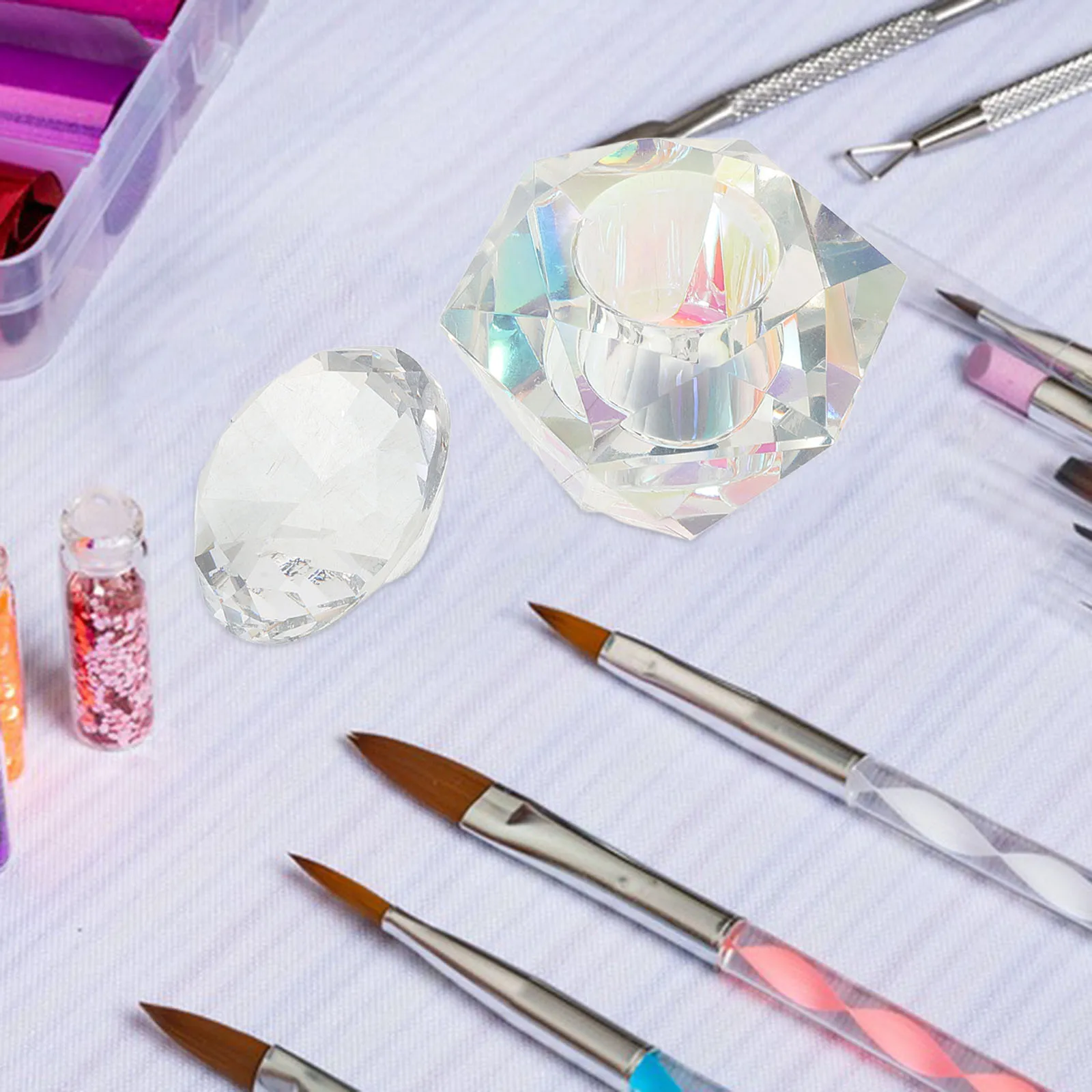 

Glass Nail Dappen Dish Transparent Manicure Brush Washing Cup Multi-Function Jewelry Holder Professional Nail Art Tool for Salon