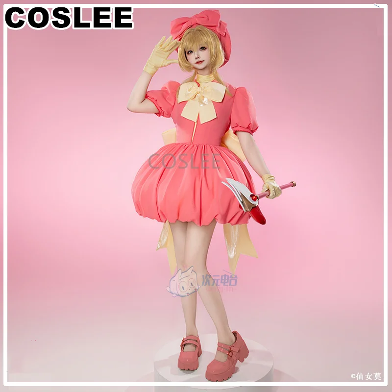 

COSLEE Anime Game Cardcaptor Sakura Kinomoto Sakura Cosplay Costume Magic Card Flower Bud Dress Party Uniform Halloween Women