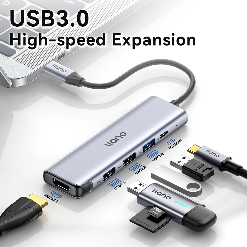 Llano แท่นวางมือถือแสดงผล4K typec เป็น HDMI 2.1 HD สำหรับ4K3 0/60HZ 2K ตัวแปลงสำหรับแท็บเล็ตแล็ปท็อปโปรเจคเตอร์