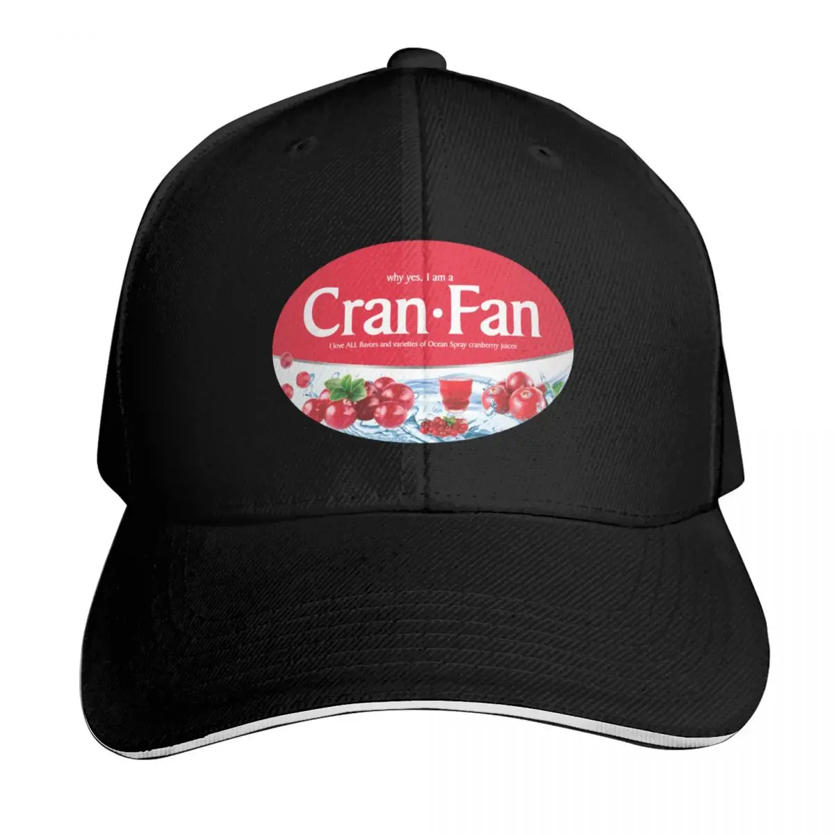 Cran Fan - Ocean Spray cranberry juice merch Baseball Cap Cotton Twill Breathable Contrast Two Tone Brim Snapback Flat Bill