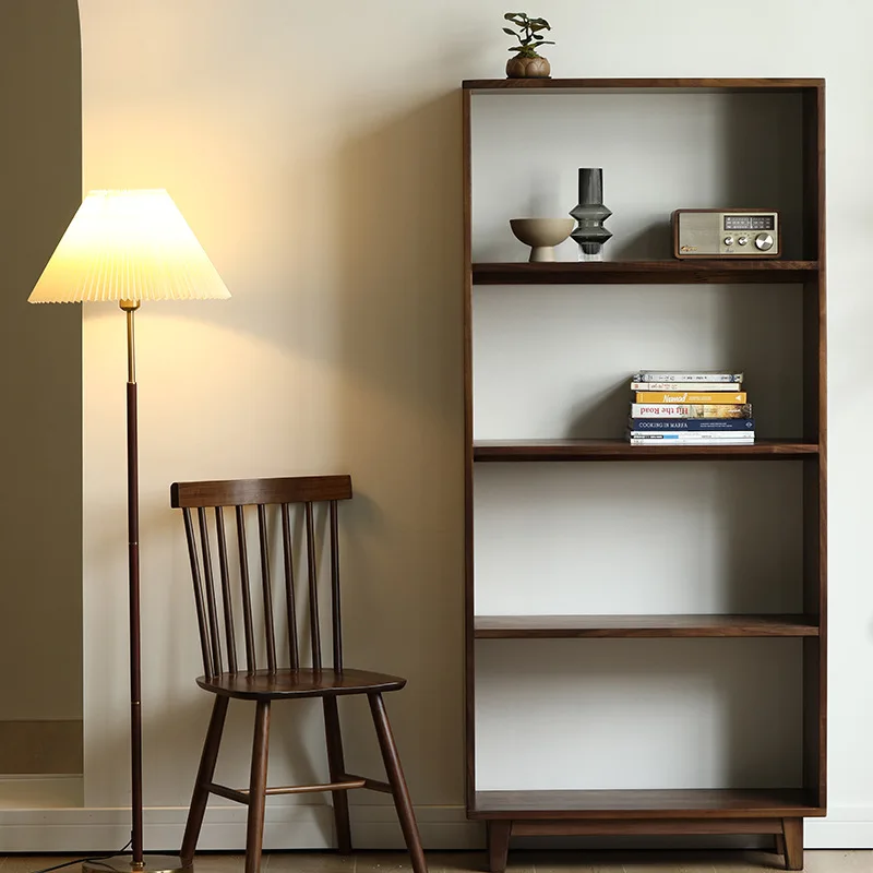 

Black walnut bookshelves All solid wood shelves display racks log design furniture