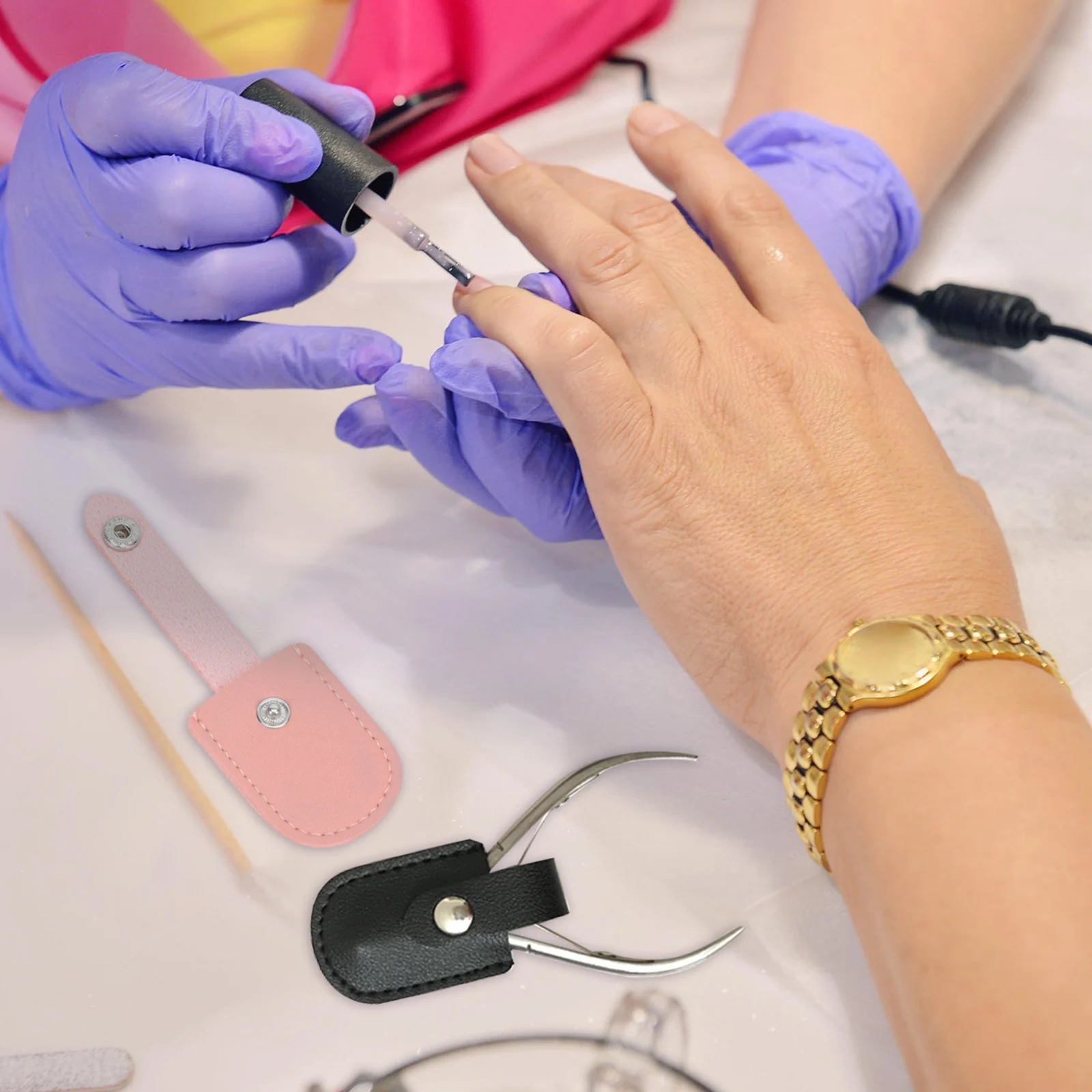 5 uds cubierta de pinza para cutículas Pu cortaúñas Protector herramienta de manicura duradera para uso en salón de uñas cubiertas de tijera para cutículas