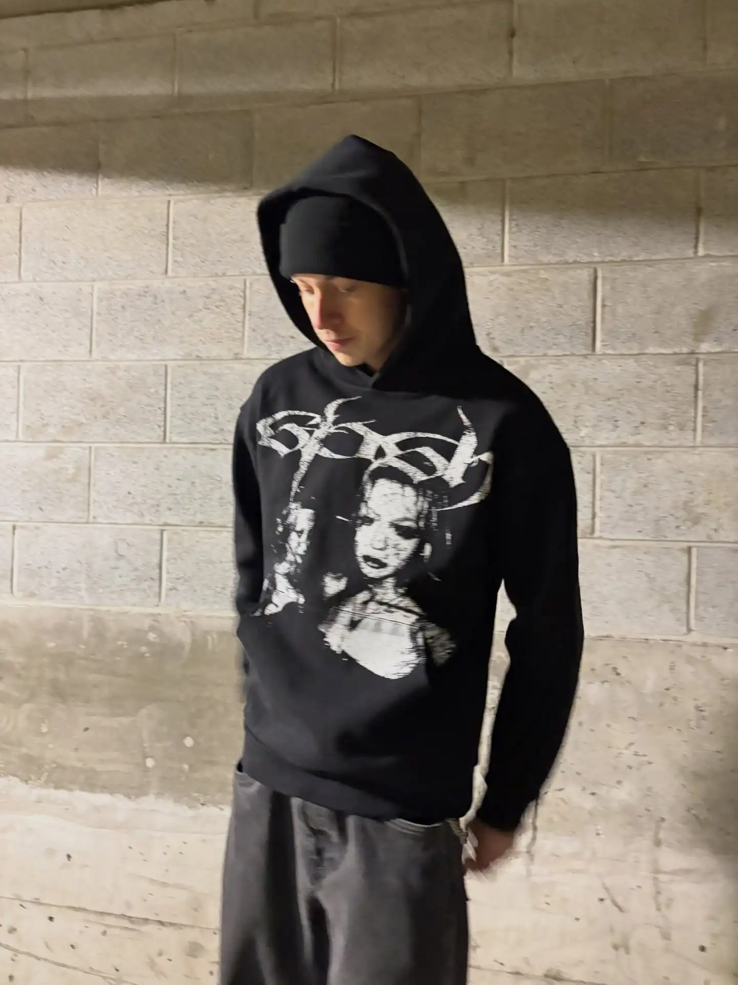 American street minimalist style 3D printed pattern unisex pullover hoodie