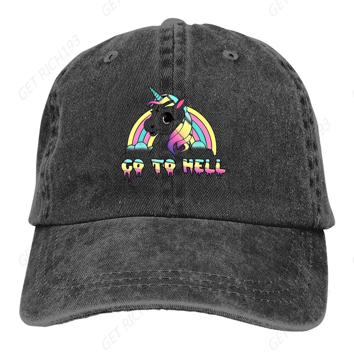 

Go To Hell Pastel Goth Baseball Cap Men Hats Women Visor Protection Snapback Cute Unicorn Cartoon Caps