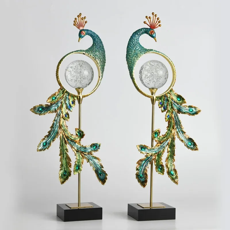Creative Enamel Peacock Ornament with Crystal Accents Elegant European Style Home Decor for Living Room Entrance Display