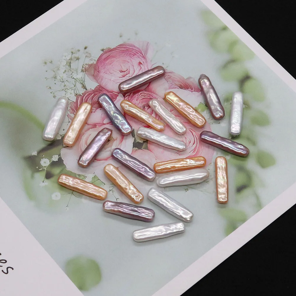 الملونة لؤلؤ المياه العذبة الطبيعية شريط طويل على شكل غير مسامية فضفاض الخرزة مجوهرات الإكسسوار DIY بها بنفسك الإبداعية قلادة المواد