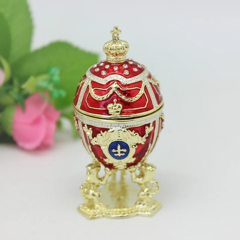 SHINNYGIFTS Easter Gift Box Faberge Egg Trinket Box Small Jewelry Gift Box Euro Style Desk Decorative