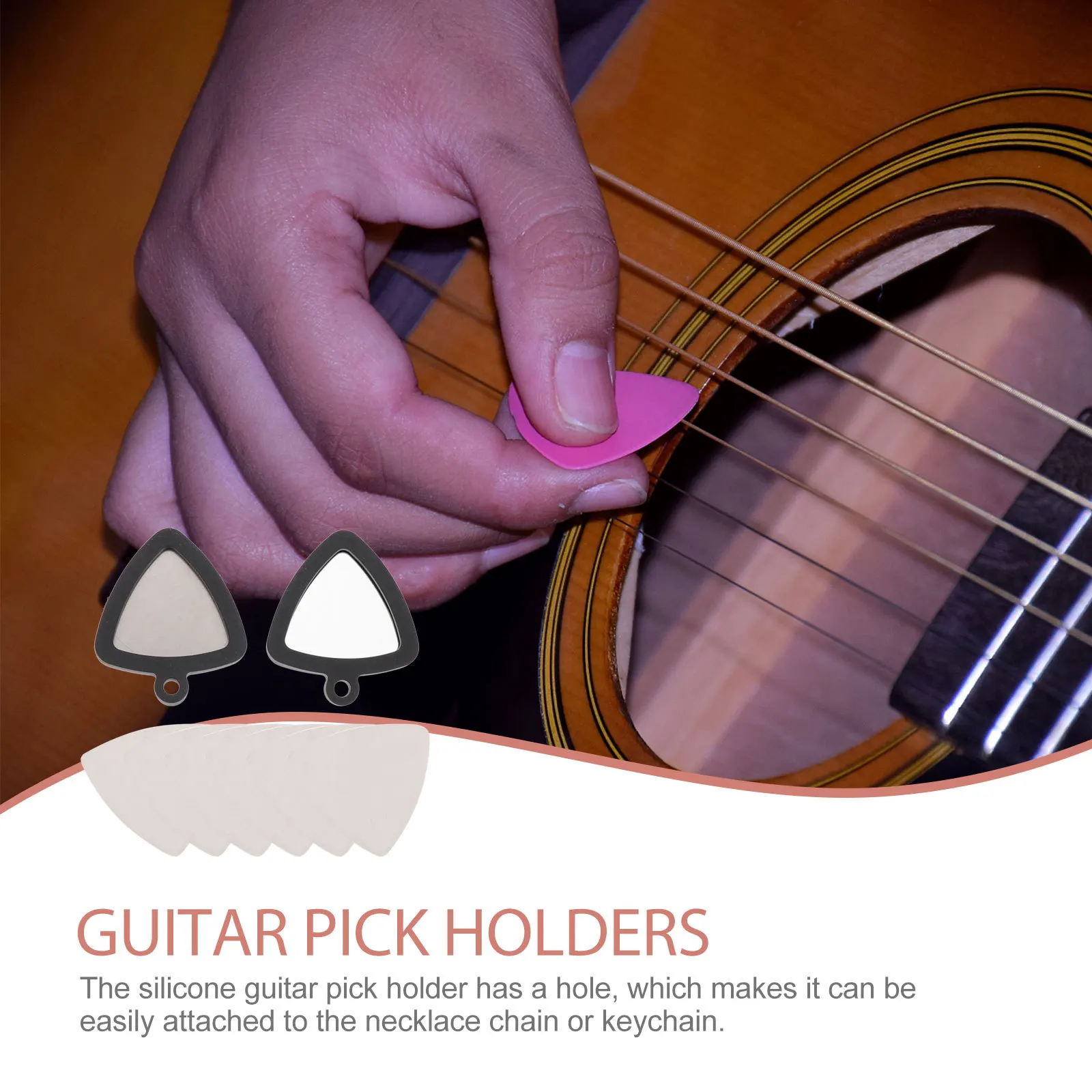 

Silicone Pick Clips Plectrum Organizer Holder Necklace Guitar Picks Holders Stainless Steel