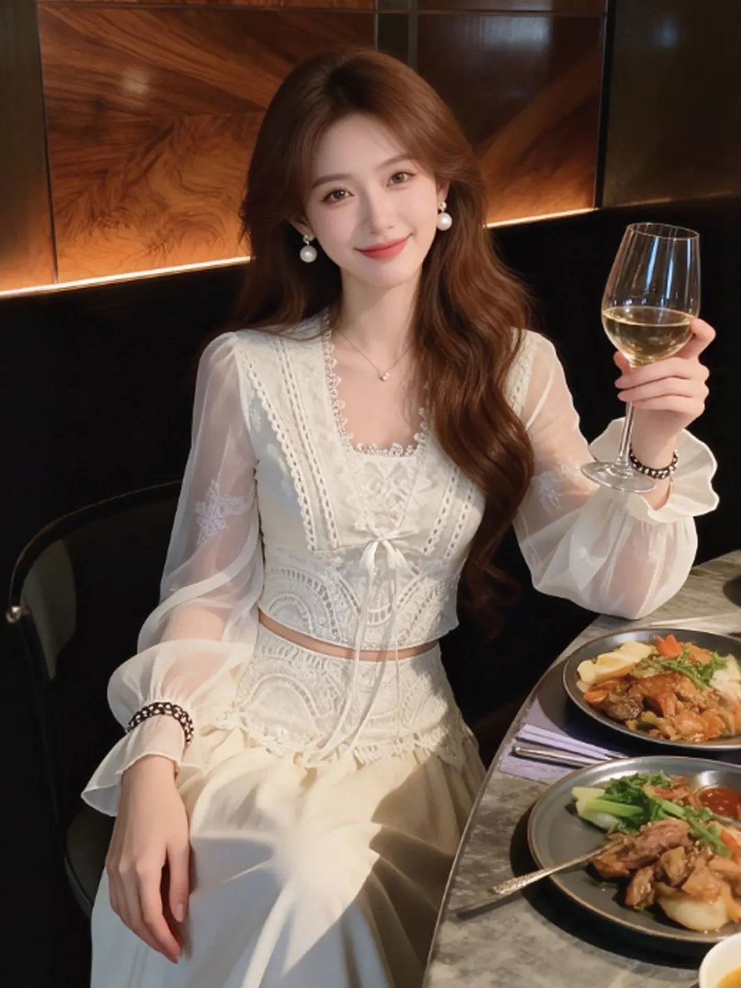 

Unique Faionable Women's Two-Piece Set Spring 2026 Unique Sle Long Sve V-Ne T-irt And High Waist Skirt Warm And Co...