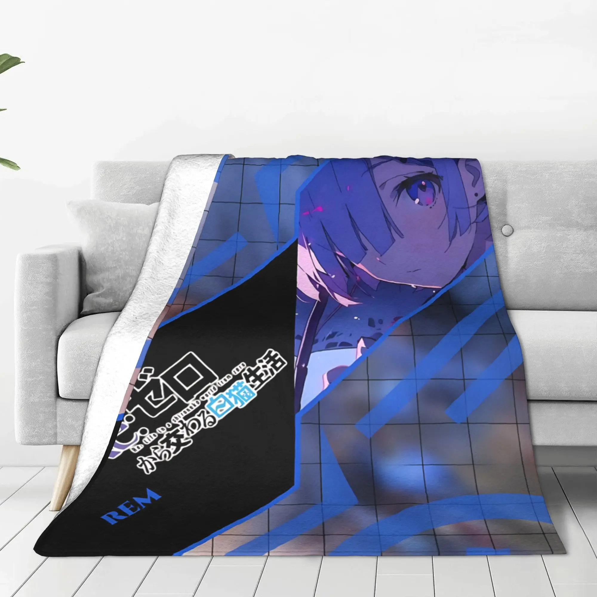 1PC Cute Re ZERO Anime Rem  home room decorations Winter Blankets for Adults Bedding Home Interior Sofa Knee