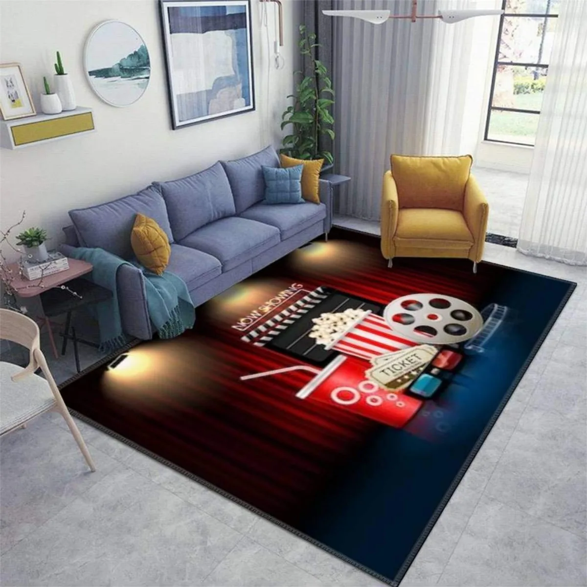 Vintage Cinema Home Movie Theater Modern Area Rugs Soft Floor Mat Non-Slip Carpets Indoor Decorative Living Room Bedroom Doormat